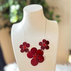 ✔️Red Floral Statement Necklace